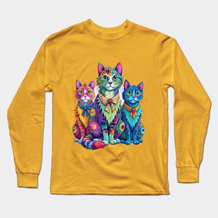 Tie-dye Cats Long Sleeve T-Shirt